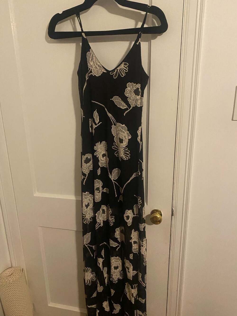 ASTR the Label Floral Embroidered Lace Maxi Dress Black/White